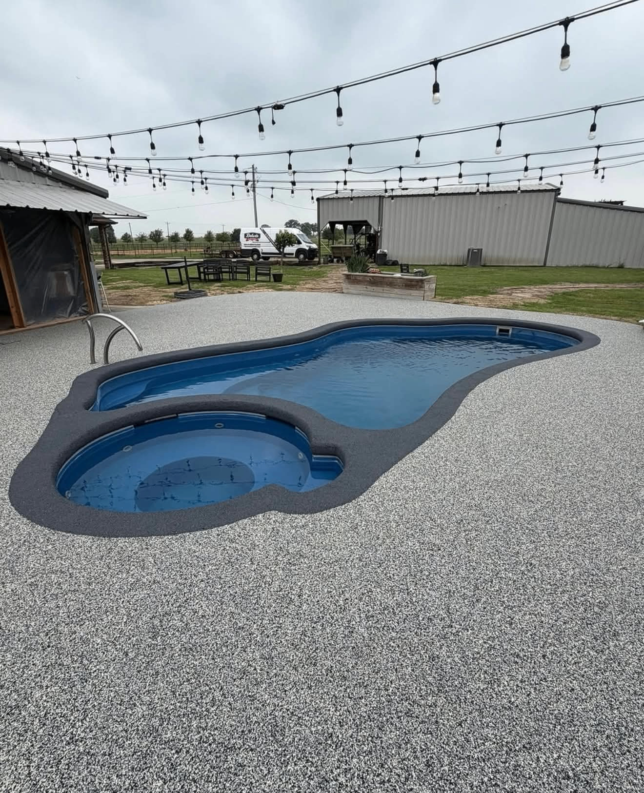 Grey Flake Pool Deck with Spa — Residential