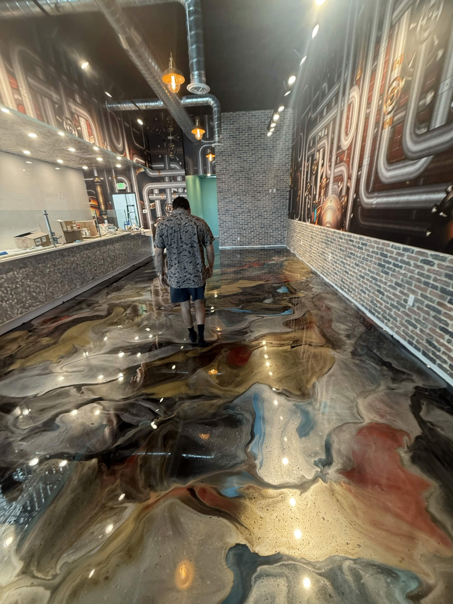 Multi-Color Metallic Hallway